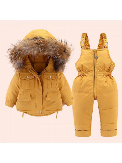 Children's down jacket set, new short hooded colla...