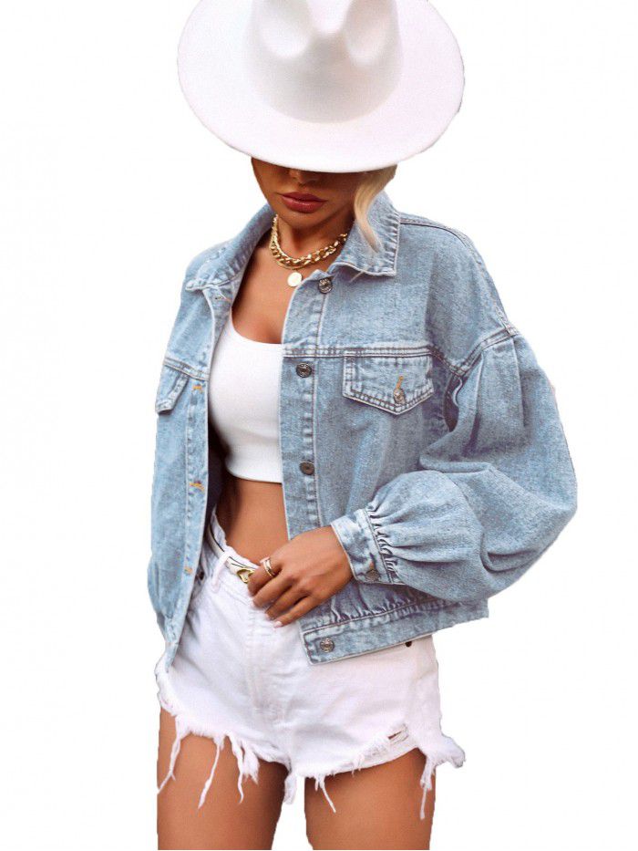 Women's casual street trendsetter loose and versatile short denim jacket