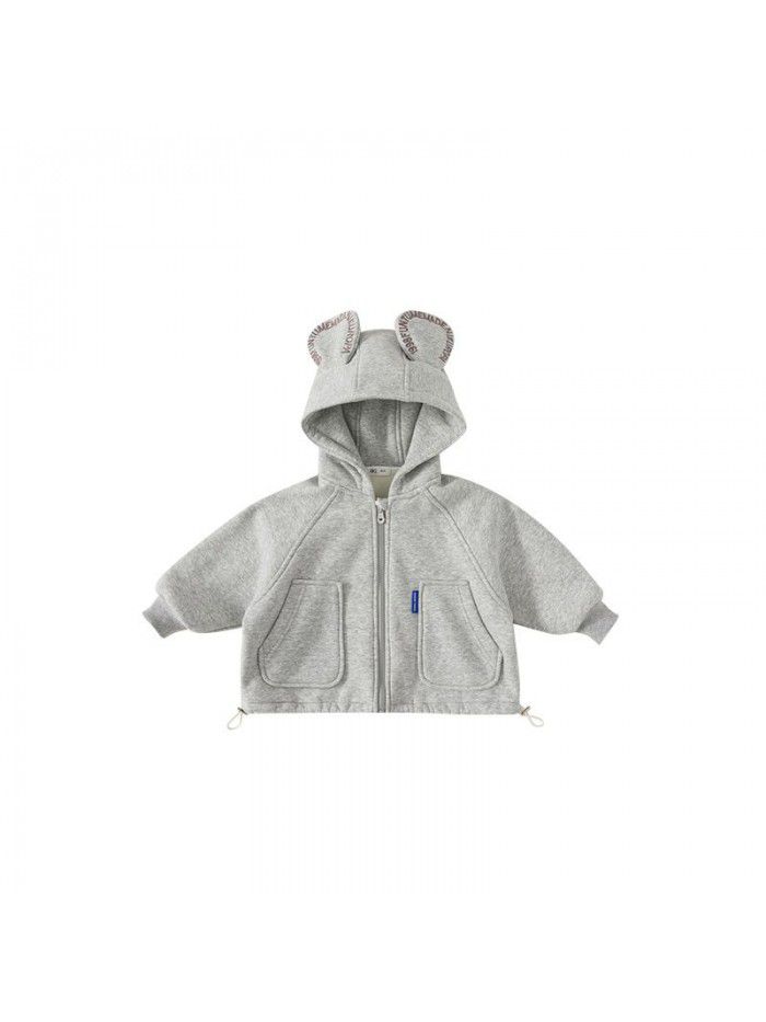 Children's autumn and winter cardigan top, children's clothing, boys and girls' hooded jacket