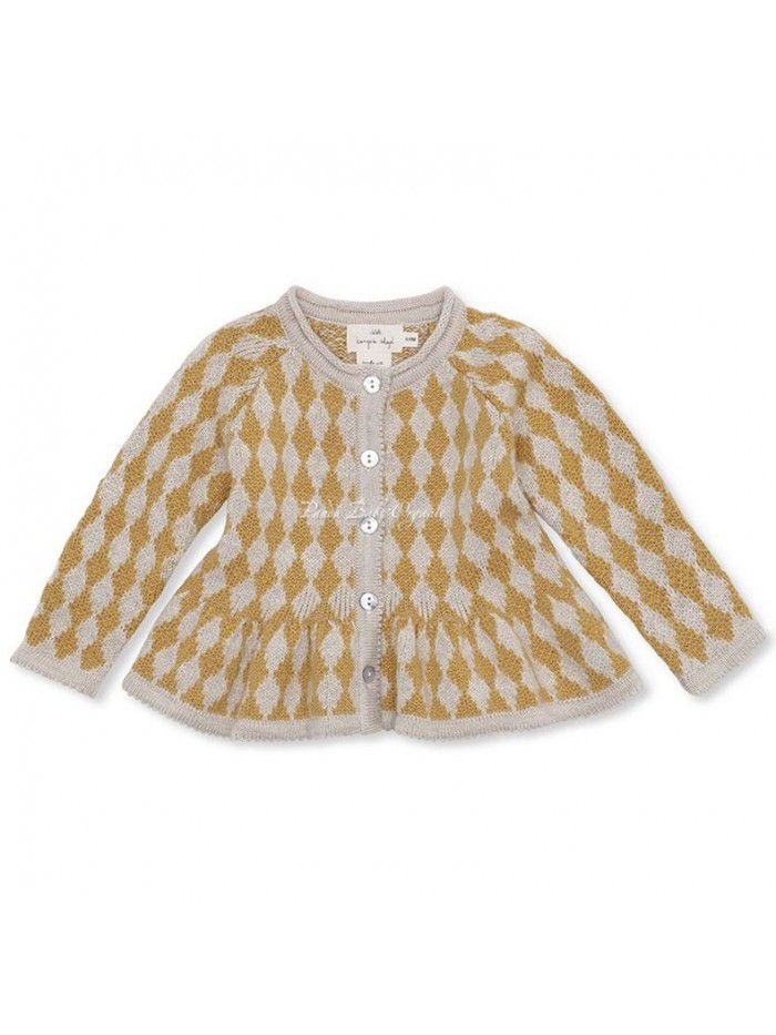 Autumn and Winter Girls' Lingge Sweater Cardigan Small and Medium Children's Knitted Doll Shirt Coat Children's Clothing