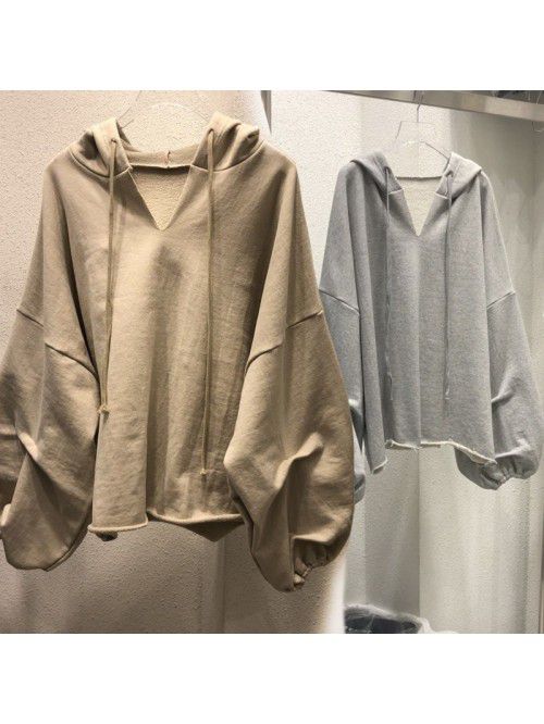 Cotton sweater Women's hooded Spring and Autumn Ne...