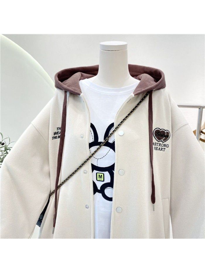 Girls' outerwear sweater, spring and autumn styles, spring new style, large and medium-sized children's cardigan hooded