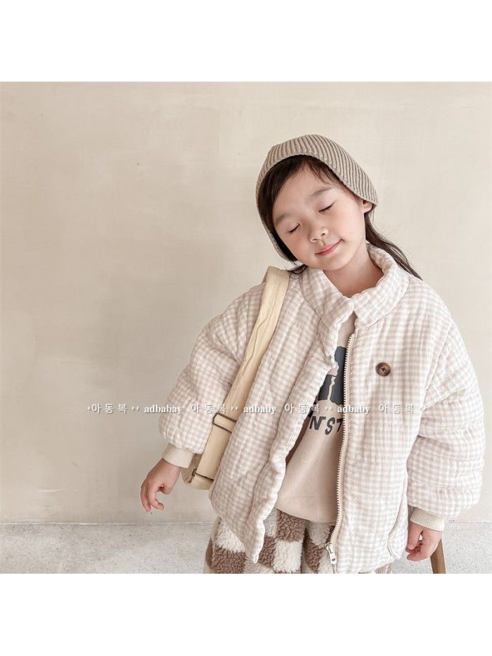 Children's clothing Children's winter clothing Korean version plush thickened cotton jacket Girls' winter coat down cotton jacket 