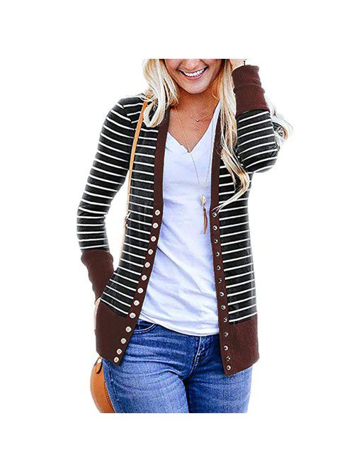 Women's striped patchwork medium length long sleev...
