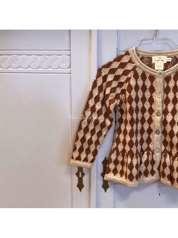 Autumn and Winter Girls' Lingge Sweater Cardigan Small and Medium Children's Knitted Doll Shirt Coat Children's Clothing