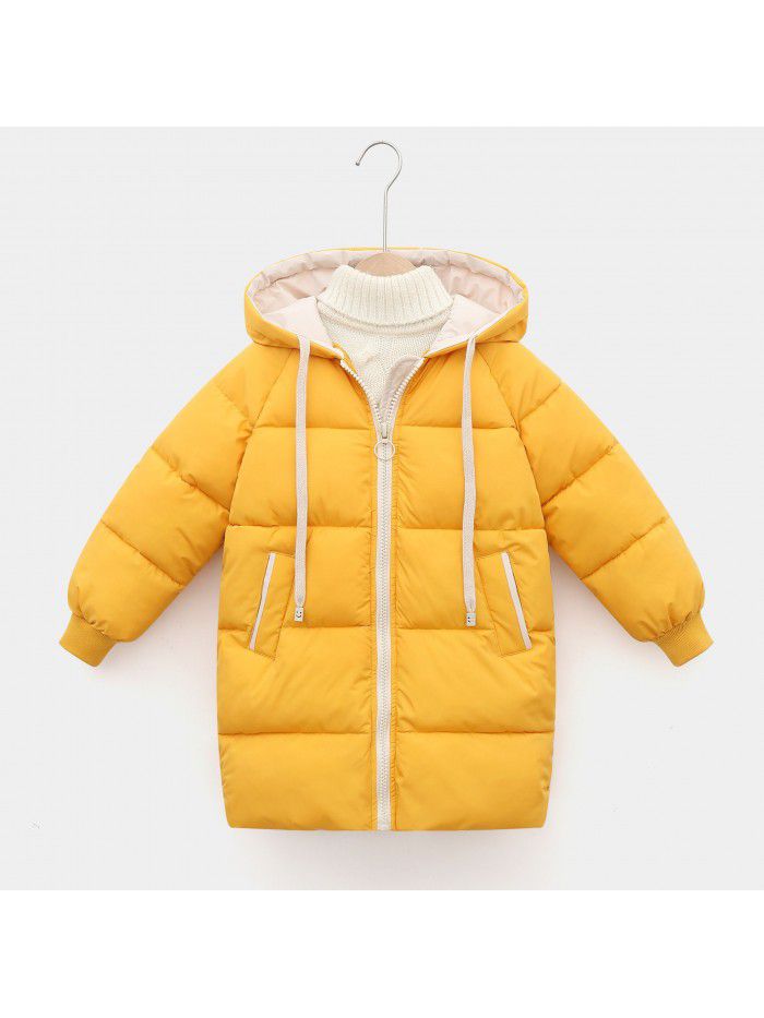 Children's down cotton-padded clothes, boys and girls' middle and long girls' winter clothes, Korean version cotton-padded clothes, baby cotton-padded jacket 