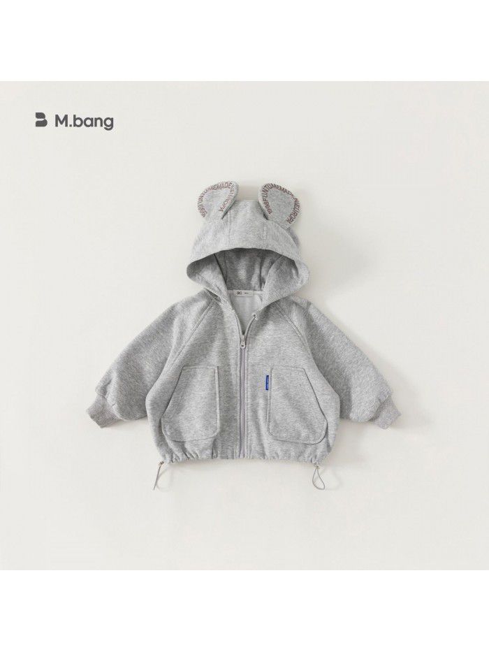 Children's autumn and winter cardigan top, children's clothing, boys and girls' hooded jacket