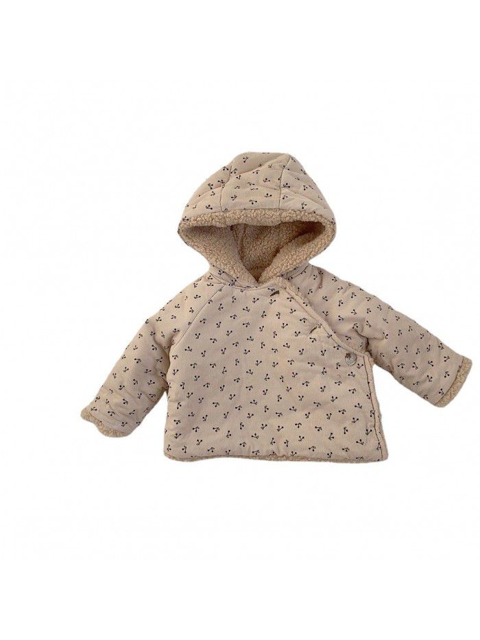 Children's winter cotton coat, baby's lamb cashmere thickened coat, baby winter warm coat, girl's plush cotton coat 