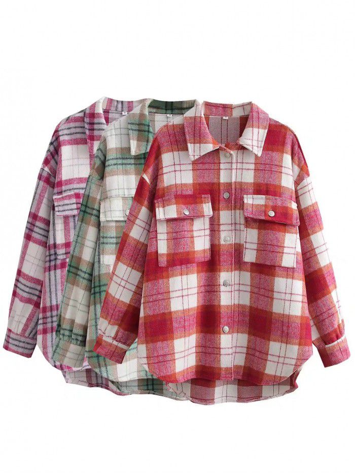 Autumn new women's street fashion casual woolen plaid work jacket