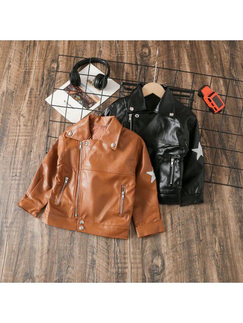 Autumn and Winter Fashion Leather Jacket Children'...