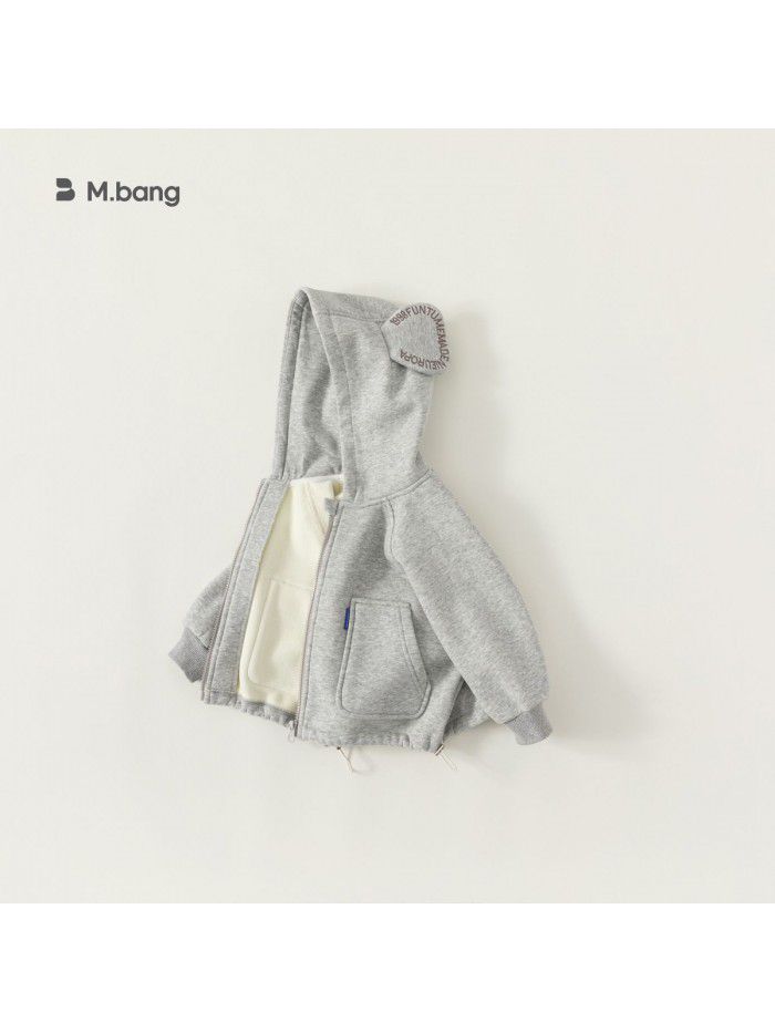 Children's autumn and winter cardigan top, children's clothing, boys and girls' hooded jacket