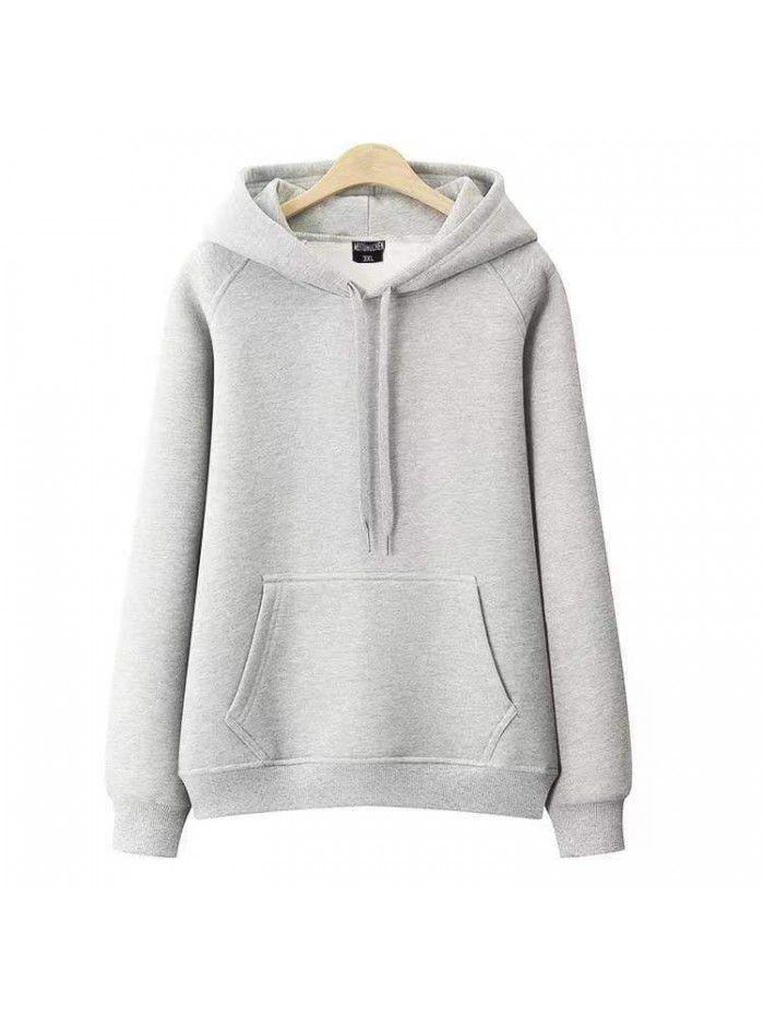 Casual hooded pullover with thickened and plush solid color new spring and autumn versatile loose fitting Japanese women's sweater