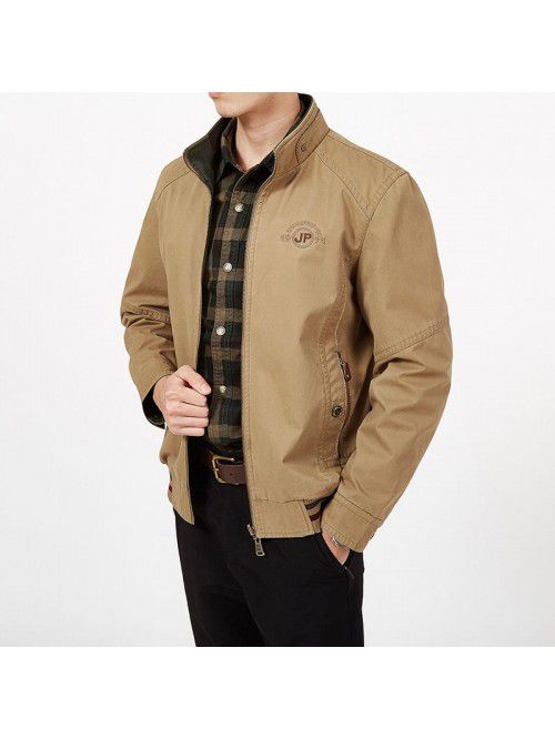 Men wearing double-sided jackets, all cotton casua...