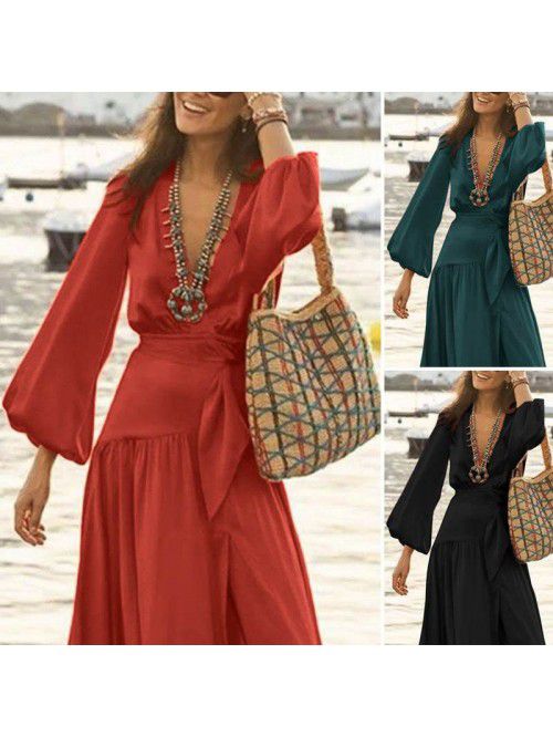 New Women's Bohemian Style Flare Sleeves Split Swi...