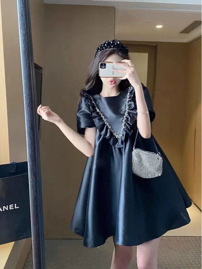 Fashionable French Loose Fit Dress with Versatile Temperament, Fat Sister Dress, Female Student Large