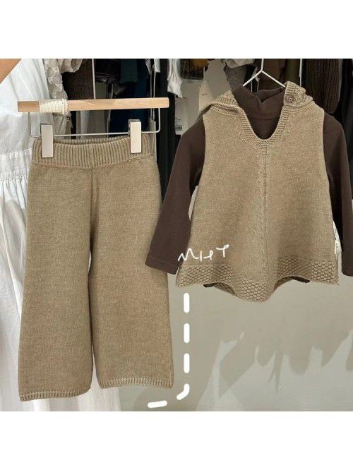 Winter New Girls' Solid Color Hooded Vest Sweater ...