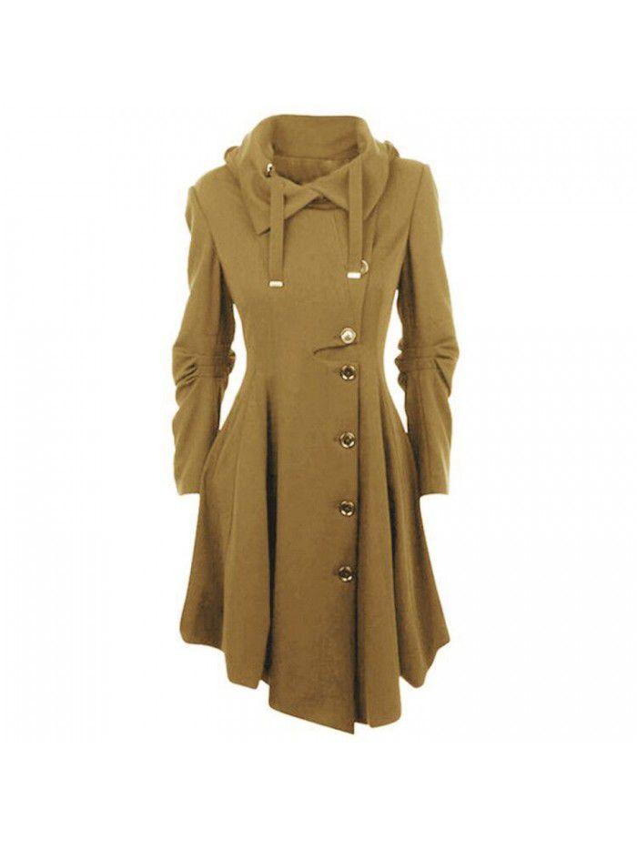 Irregular hem double-sided woolen coat windbreaker for women 