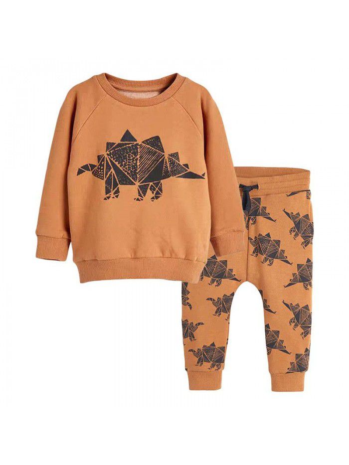 Children's Autumn and Winter Children's Sweater Set Knitted Cartoon Long Sleeve Children's Set Brushed Fleece 