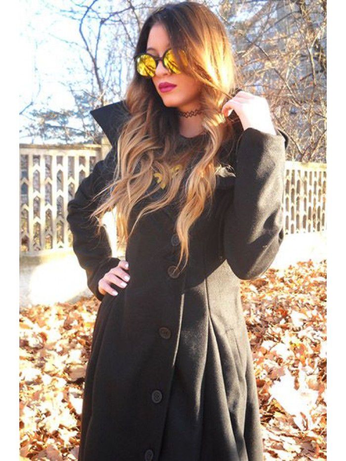 Irregular hem double-sided woolen coat windbreaker for women 