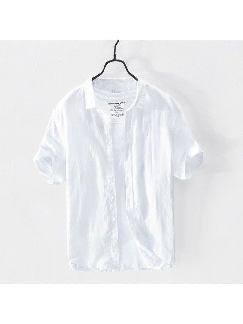 Summer casual simple cotton linen short sleeved me...