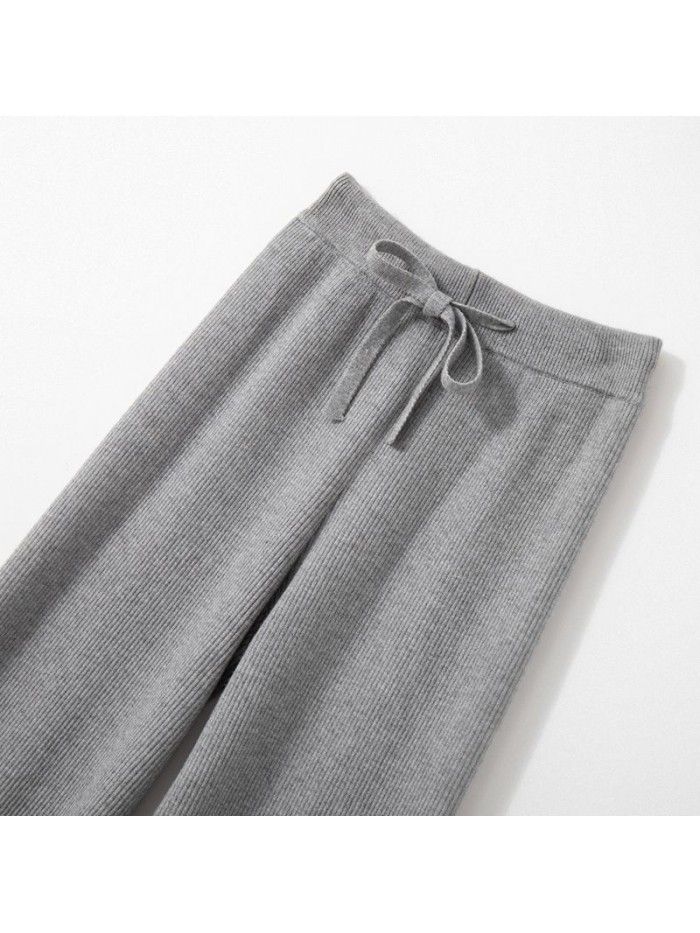 Thickened Wide Leg Pants Women's New Fine Anti Wool Casual Pants Floor Sweeping Pants Women's High Waist Drop Straight Pants 