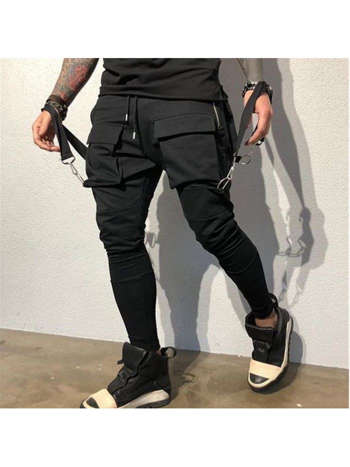 Fall pants men's fashion hip-hop big pocket casual sports pants men's work pants 