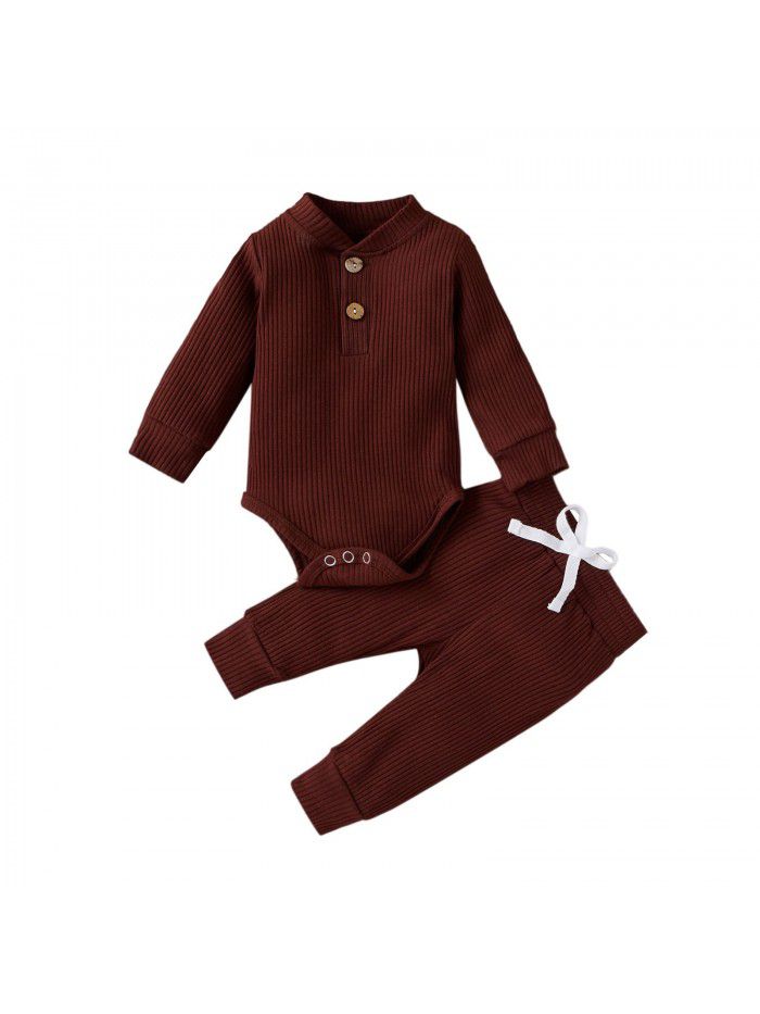 Children's autumn and winter children's clothing, boys and girls' long sleeved jumpsuit, pants bottoming suit 