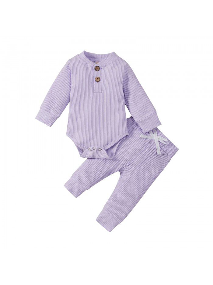 Children's autumn and winter children's clothing, boys and girls' long sleeved jumpsuit, pants bottoming suit 