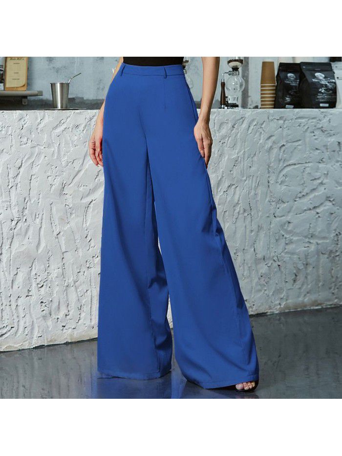 Solid color wide leg pants with a cool and sweet style for women 