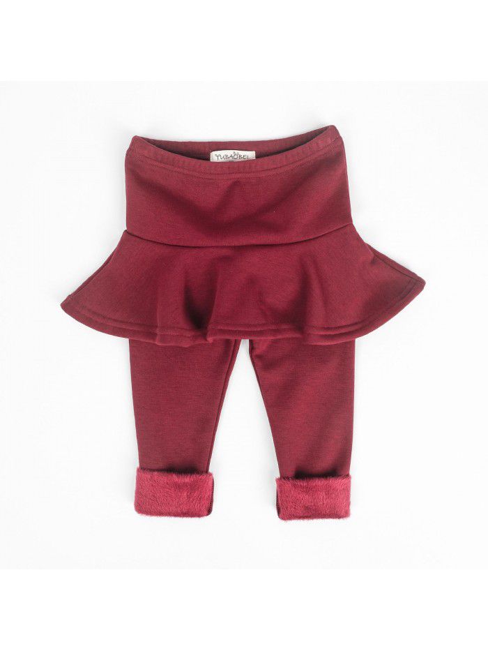 Fake two-piece leggings girls' skirt pants wear plush thickened children's thermal insulation trousers cotton in winter 