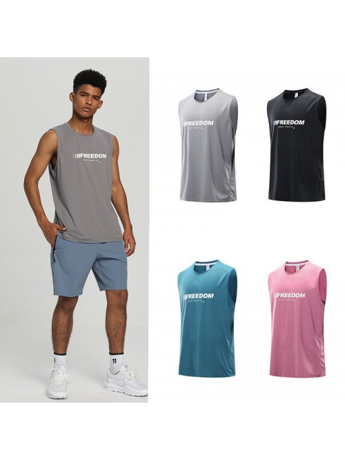 Men's basketball sports vest sleeveless T-shirt fi...