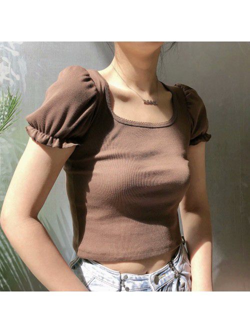 Small crowd design auricle edge bubble sleeve squa...