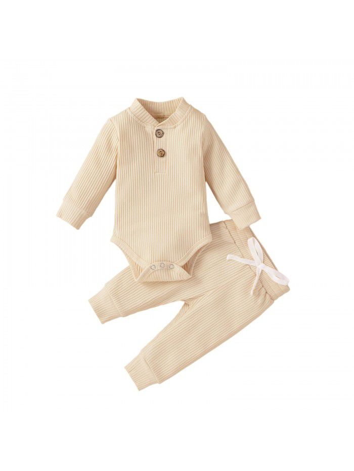 Children's autumn and winter children's clothing, boys and girls' long sleeved jumpsuit, pants bottoming suit 