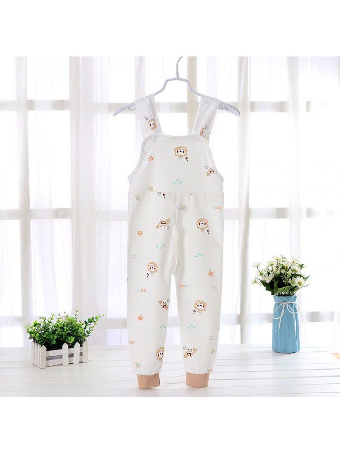 Baby Spring and Autumn Strap Pants Boys and Girls' Home Open Pants Children's Kindergarten Lunch Pants High Waist Calf Pants 