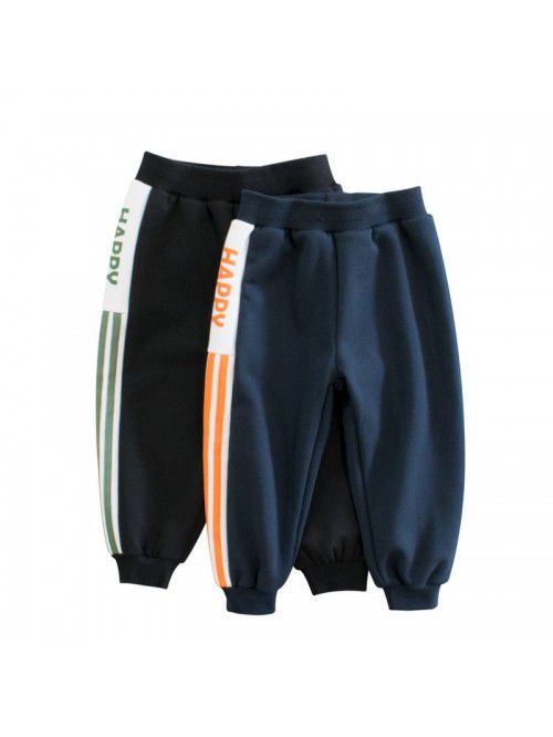 Boys' sportswear pants with plush autumn and winte...