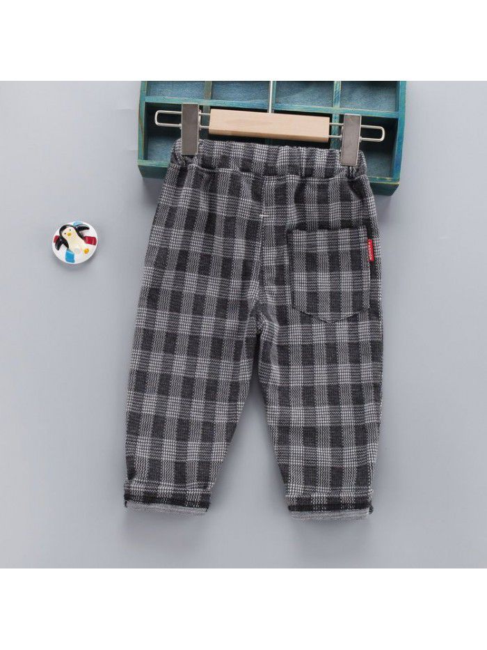 Boys' Pants Checkered Autumn New Children's Spring Autumn Casual Pants Western Pants Baby Pants Thin Fashionable 