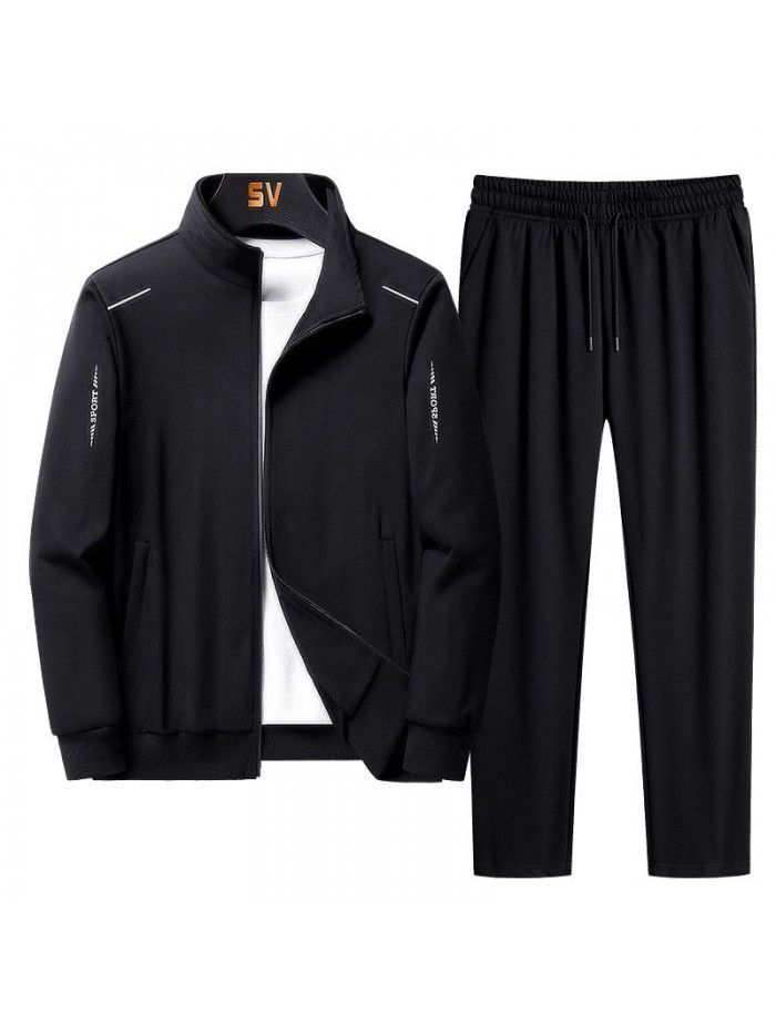 Sports Set Spring and Autumn Season Men's Loose Large Casual Coat Sportswear Two Piece Set 