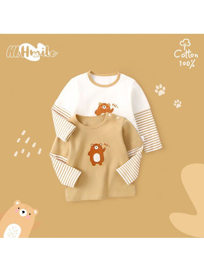 Spring and Autumn Children's Long Sleeve T-shirt All Cotton Baby Top Baby Clothing Bottom Shirt Baby Clothing Children's Clothing 