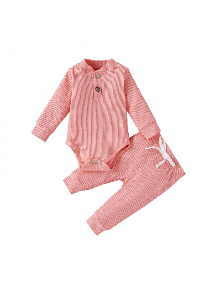 Children's autumn and winter children's clothing, boys and girls' long sleeved jumpsuit, pants bottoming suit 