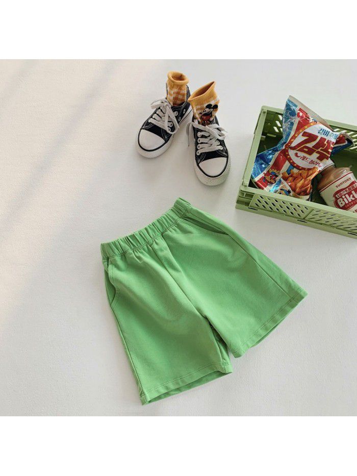 Girls' shorts, summer clothing, children's white sports pants, versatile, fashionable casual pants for boys, and a trend of five point pants 