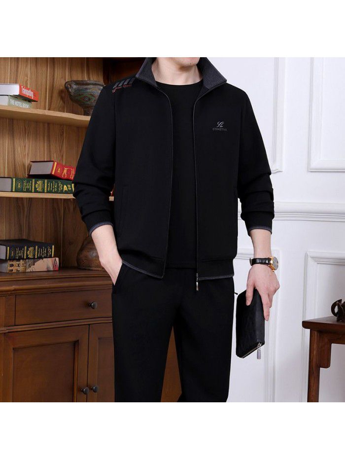 Sportswear 3-piece men's casual sports set Spring and Autumn Running middle-aged men's oversized clothing 