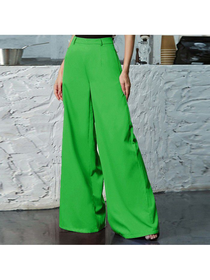 Solid color wide leg pants with a cool and sweet style for women 