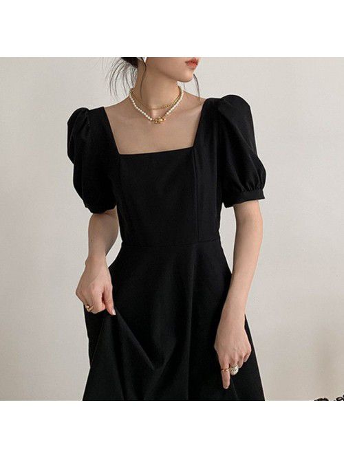 Black Dress Women's Summer New French Vintage Styl...