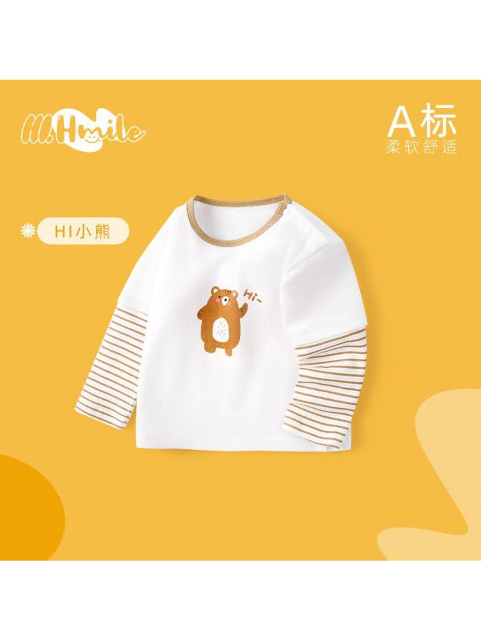 Spring and Autumn Children's Long Sleeve T-shirt All Cotton Baby Top Baby Clothing Bottom Shirt Baby Clothing Children's Clothing 