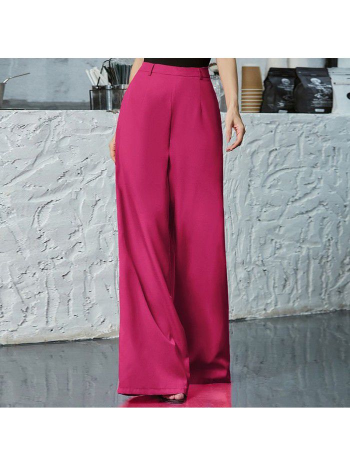 Solid color wide leg pants with a cool and sweet style for women 