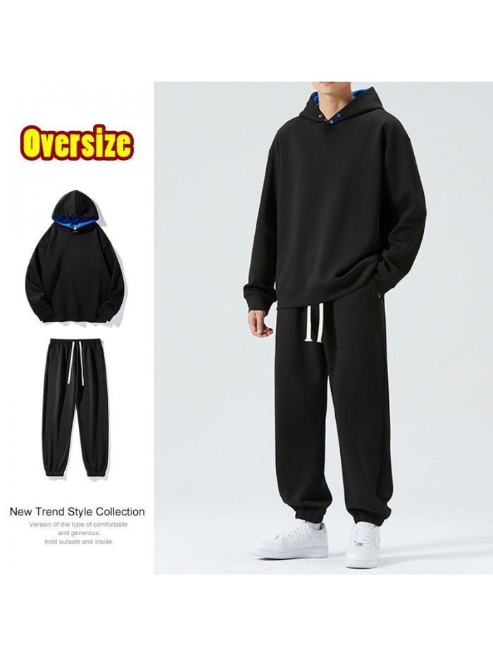 Set of men's autumn new casual sports long sleeved pants, two-piece set of trendy and handsome clothes 