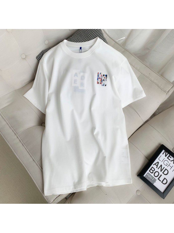 New Letter Graffiti Embroidery T-shirt Round Neck Loose Versatile Print Casual Couple Short Sleeve 