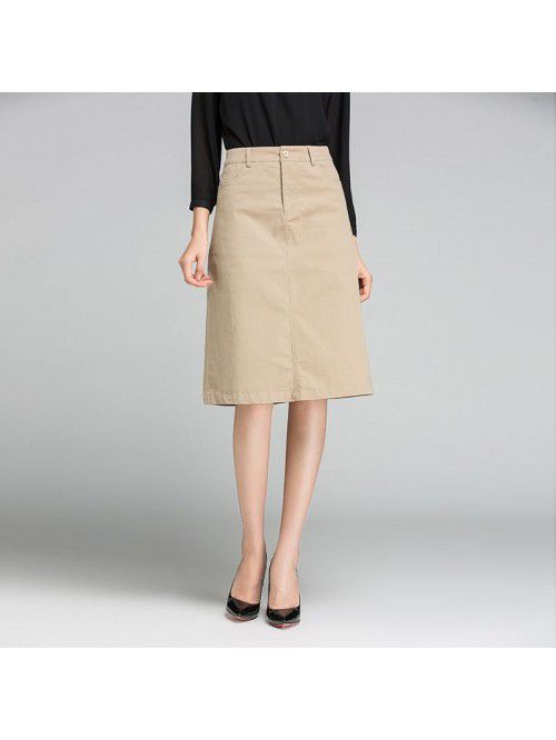 A-line skirt khaki skirt spring summer new OL prof...