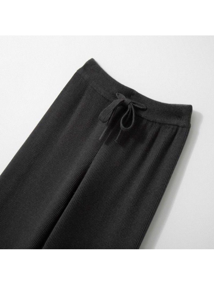 Thickened Wide Leg Pants Women's New Fine Anti Wool Casual Pants Floor Sweeping Pants Women's High Waist Drop Straight Pants 