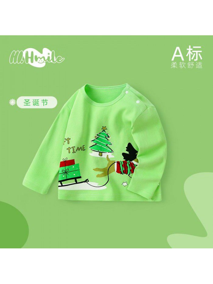 Spring and Autumn Children's Long Sleeve T-shirt All Cotton Baby Top Baby Clothing Bottom Shirt Baby Clothing Children's Clothing 